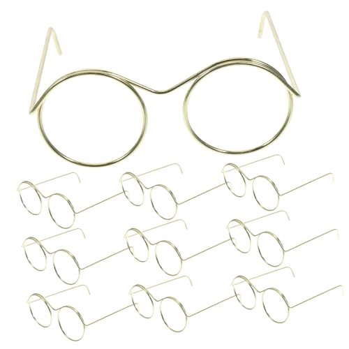 CORHAD 10st Puppenbrille Mini-Puppen-Sonnenbrille Bastelsonnenbrille Für Puppen Puppe Verkleidet Brille Puppensonnenbrille Für Wichtel Puppe Cosplay Brille Bulk-Sonnenbrille Golden Stahl von CORHAD