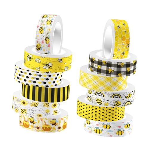 CORHAD 12 Rollen Bienen Blumen Klebeband DIY Deko Klebeband Geschenkverpackungs Klebeband Bastelband Farbiges Washi Tape Notizbuch DIY Washi Tape Bastelband Selbstklebende DIY von CORHAD