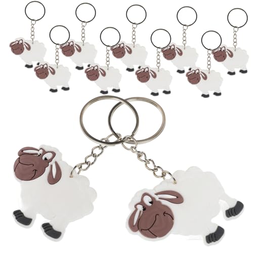 CORHAD 12 Stück Schaf Schlüsselanhänger Tierpuppen Schlüsselanhänger Miniatur Schaf Anhänger Schaf Taschenanhänger Kinder Schlüsselanhänger Bauernhoftier Schlüsselanhänger Schaf von CORHAD