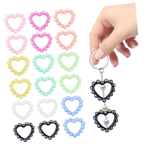 CORHAD 18 Stk Kreis der Liebe DIY Schlüsselanhänger Rahmen Schmuck Charme Perlen zur Stiftherstellung Herzanhänger Ring basteln Sie hängende Verzierung DIY liefert Herzperlenrahmen Acryl von CORHAD