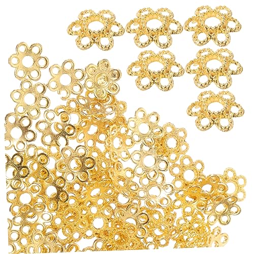 CORHAD 200St Goldfarbener Hohlperlenhut Perlenkappen Blumenperlen-Endkappen DIY Schmuckzubehör Handgemachte Schmuckherstellung Perlen für Armbänder Materialien für DIY-Armbänder von CORHAD