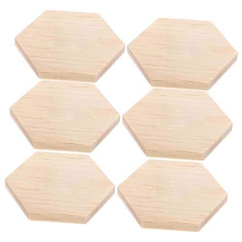 CORHAD 25St sechseckige Holzspäne weiße Tafel Faltbarer Reflektor Sechseck Holzscheiben DIY Holz Dekoration Holzscheiben zum Basteln Sechseckige Holzformen zum Basteln hölzern Khaki von CORHAD