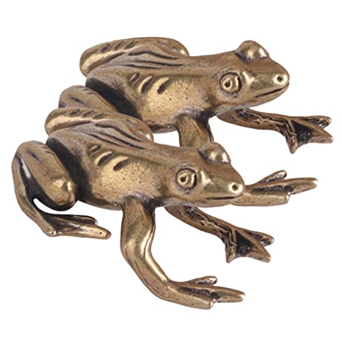 CORHAD 2st Messing Frosch Froschfigur Tischdekoration Froschdekorationen Für Zuhause Außendekoration Mehrzweck-Tee-Haustier Bürodekorationen Frosch-dekor-ästhetik Die Bürogeschenke Golden von CORHAD