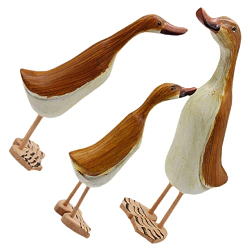 CORHAD 3St Tierskulptur aus Holz Animal Figures Living Room Decoration wohnzimmerdeko Simulationsfigur Desktop-Tierfiguren Mini-Enten Desktop-Tierskulptur Tierstatuen-Dekor hölzern von CORHAD