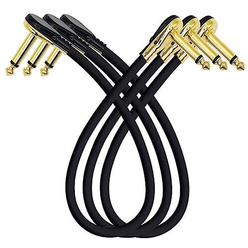 CORHAD 3er Set Flachstecker Gitarren Patchkabel Professionelle Verbindungskabel Für E Gitarre Goldstecker Ideal Für Effektgeräte Und Musikinstrumente von CORHAD