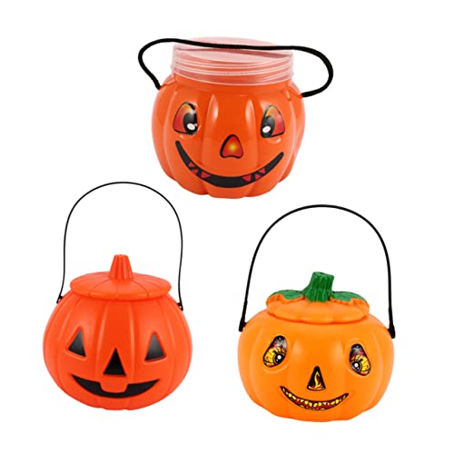 CORHAD 3st Halloween-dekorationsrequisiten Großer Kürbis Kürbis-süßigkeiten-eimer Halloween-süßigkeiten-eimer Halloween-party- Leuchtender Kürbiseimer Kürbislaterne Orange Plastik von CORHAD