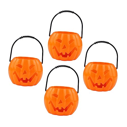 CORHAD 4 Stück Halloween-kürbislaterne Kürbislaternen Anzünden Wiederverwendbarer Eimer Korb Halloween-laternenkürbis Halloween-partygeschenke Laternendekor ，，，led Orange von CORHAD