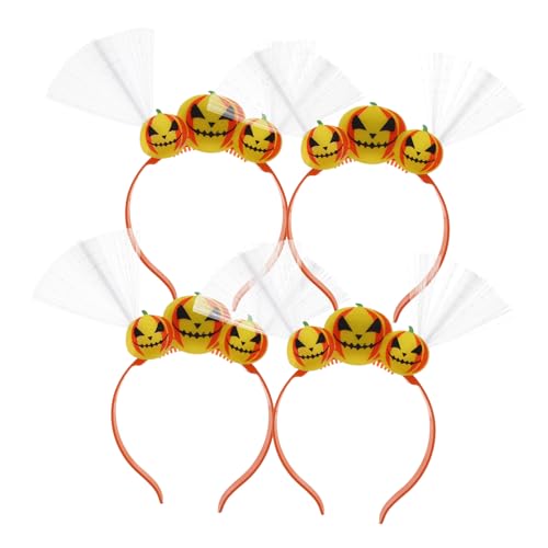 CORHAD 4 Stück Kürbis Glühendes Stirnband Halloween-stirnband Beleuchtet Kürbiskopf-bopper Halloween-kürbisdekorationen Halloween Leuchtendes Stirnband Kürbis-glitzer-stirnband Plastik von CORHAD