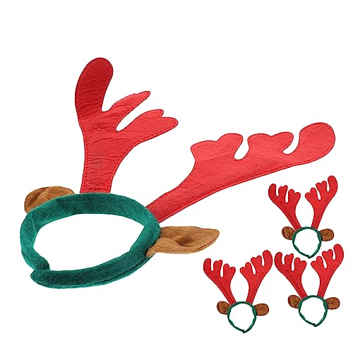 CORHAD 4 Stück Weihnachtsgeweih Stirnband Weihnachtskopf Bopper Weihnachtsmütze Haarband Tierhaarreifen Hirsch Kopfbedeckung Hirschgeweih Haarband Stirnband Aus Hirschhorn Rot Kunststoff von CORHAD