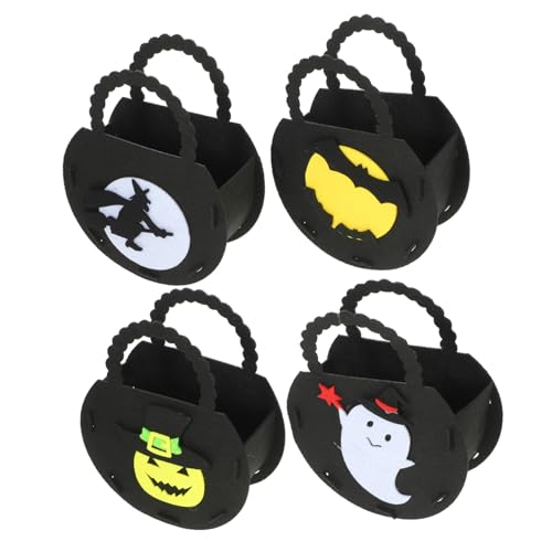 CORHAD 4 Stück halloween tasche halloween bag geschenkebeutel Handheld-Halloween-Süßigkeitsbeutel Halloween-Eimer Halloween-Süßigkeitstüten aus Filz Halloween-Keksbeutel Filzstoff Black von CORHAD