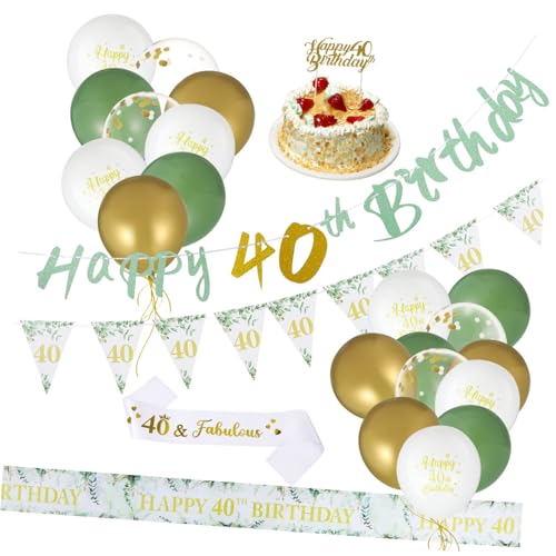 CORHAD Happy Birthday Banner Für Frauen Zum 40. Geburtstag Papier Banner Dekoration Elegantes Party Zubehör von CORHAD