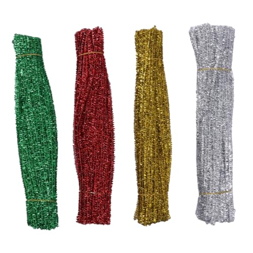 CORHAD 400 Stück Weihnachts-Pfeifenreiniger Chenille-Stiele Zum Basteln Weihnachts-Chenille-Stick Weihnachtsfeier- Chenille-Bastel-Pfeifenreiniger Glitzernder von CORHAD