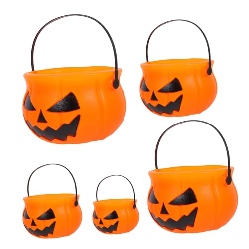 CORHAD 5 Stück Kürbis Eimer Halloween Kürbis Dekoration Mini Spielzeugbehälter Süßigkeitenbehälter Halloween Süßigkeitshalter Kürbis Süßigkeitseimer Halloween Dekor Halloween von CORHAD