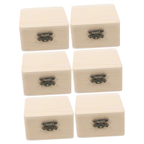 CORHAD 6St DIY Schmuckkästchen haar spangen haarclips schmuck organizer haar clip aufbewahrung schmuckzubehör Koffer zum Malen von Hand 4x4 Drücken Sie Kunsthandwerk Bambus Khaki von CORHAD