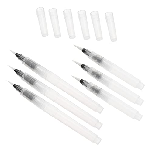 CORHAD 6er Set Wasserfarbpinsel Mit Wassertank Aquarell Pinselstifte Für Wasserlösliche Buntstifte Und Gouache 1120 Spitz Und 55 Spitz Für Kreative Maltechniken von CORHAD