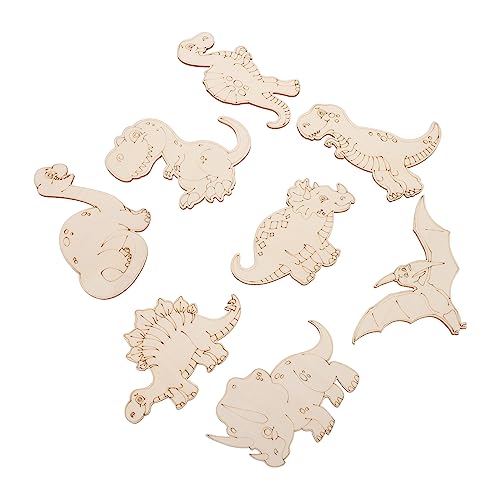 CORHAD 8pcs DIY Basteln Holzscheiben Kinder Malerei Spielzeug DIY Dinosaurier Holzspäne von CORHAD