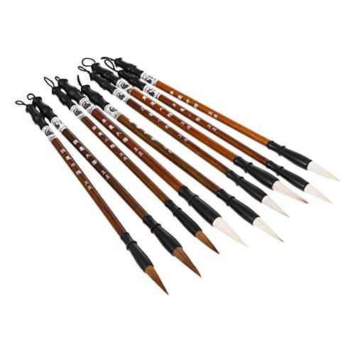 CORHAD 9 Stück 1 Kalligraphie-pinsel Chinesischer Schreibpinsel Aquarellpinsel Japanisch Sumi-pinsel Künstler- Stifte Aquarell-pinsel-marker Nagelhautölstift Für Nägel Brown Massivholz von CORHAD