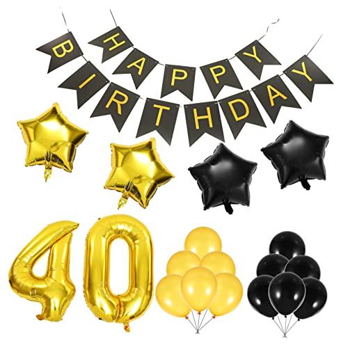 CORHAD Geburtstagsballon Geburtstag Dekoration Set Latex Ballons Hängende Banner Folienballons Für Geburtstagsfeier Und 1 Set 40st Perfekte Party Deko Für Erwachsene Geburtstag Luftballons von CORHAD