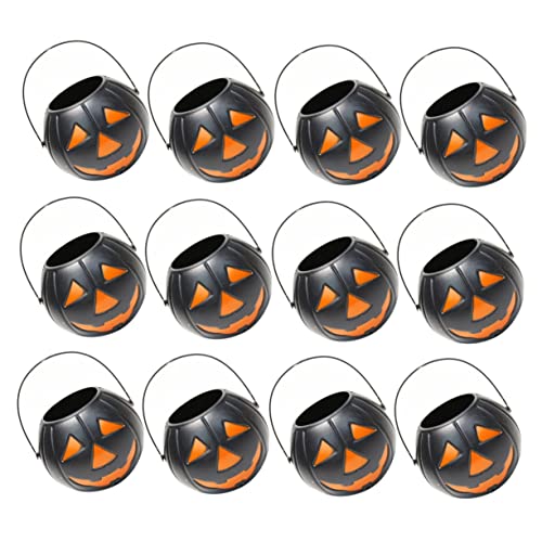 CORHAD Kürbis Eimer Mini-Halloween-Süßigkeitshalter Geschenkkorb Süßigkeiten Schmuck Eimer halloween kinder party halloween kinderparty pumkin Süßigkeiten Eimer Tricktöpfe Plastik Black von CORHAD