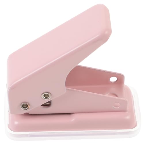 CORHAD Mini-Locher Desktop-Lochwerkzeug DIY-Stanzer 1-Loch-Stanzer Nailart Puncher Locher aus Papier Sammelalbum Bürobedarf manuelle Loseblattstanze Ordnerstanzer 1 Locher Kunststoff Rosa von CORHAD