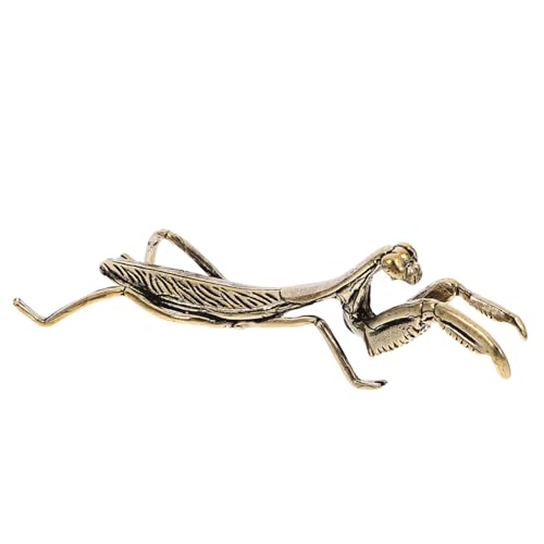 CORHAD Ornamente Tischdekoration Tischschmuck Wohnkultur Mantis aus Messing Tierornament für die Terrasse Mikro-Landschaftsskulptur Schreibtischornament aus Messing Mantis-Ornament Golden von CORHAD