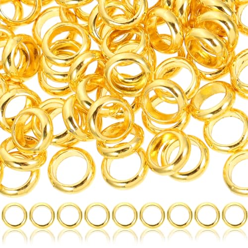 CORHAD Perlen Reiz Löcher Ohrring Perle Halskette Rondelle Schmuck für Basteln Lose Große Armband Schmuckdekorperlen Goldener zum Kleiner Abstandsperlen Metallperlen Flache von CORHAD