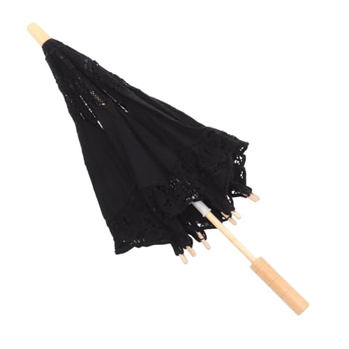 CORHAD Regenschirm aus Spitze Regenschirme Hochzeit Braut Regenschirm Braut großer Regenschirm Big Umbrella Spitzenschirmhandwerk Elegantes Regenschirmhandwerk hölzern Black von CORHAD