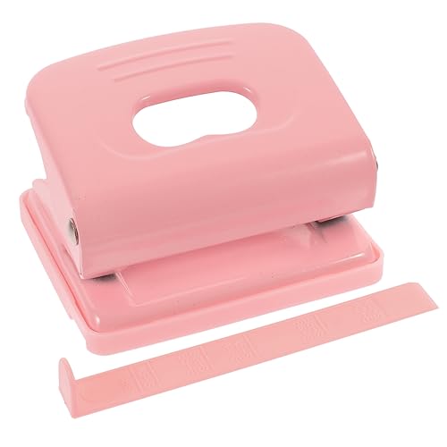 CORHAD Roségoldener Hefter Troueuse Puncher 2 Locher Gießen Papierlocher Bastellocher Mini-ordner Bürobedarf Locher Innenseite Doppellocher Tragbar Scrapbooking Oval Plastik Rosa von CORHAD