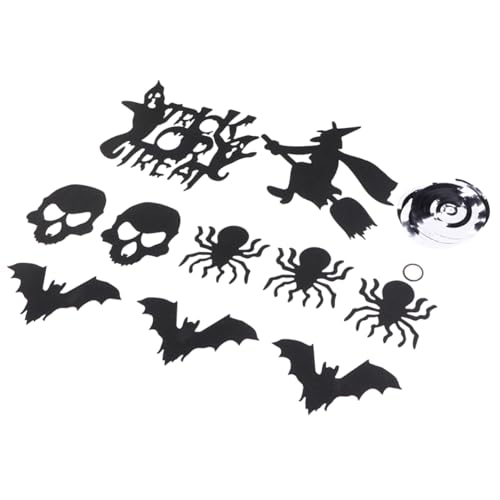 CORHAD Spinnen-schädel-fledermaus- -spiralen-verzierung Schwarzes Dekor Vampir-dekor Diy-verzierung Spukhaus Dekor Halloween-kronleuchter-dekoration Halloween-schädelgirlande Pvc Black von CORHAD