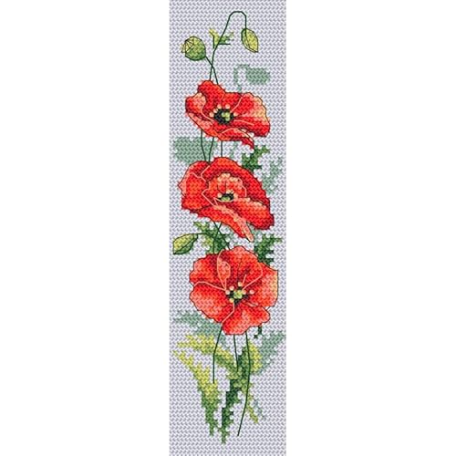 CORICAMO Kreuzstich - Stickpackung - Lesezeichen mit Mohnblumen von CORICAMO