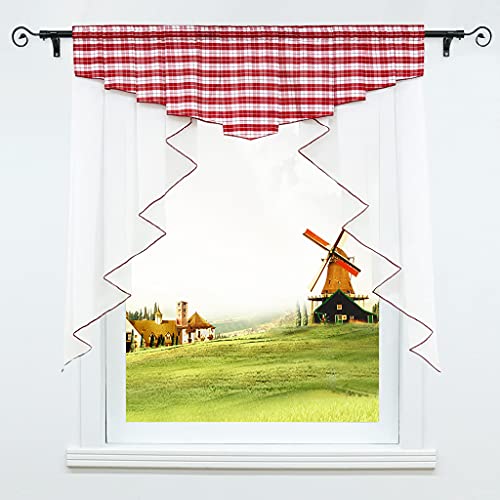 CORLIF Voile Scheibengardinen Küche Bistrogardinen Landhaus Transparente Kurzgardinen mit Kräuselband oder Tunnelzug 1 Stück BxH 100x100cm von CORLIF