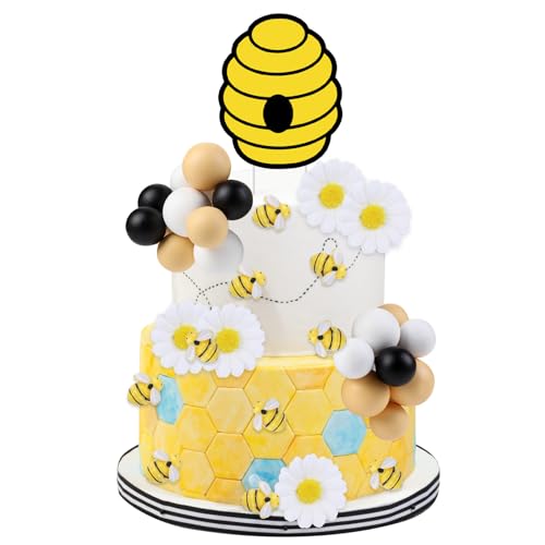 CORNER LACE Bienen Thema Kuchen Dekorationen - Wabe G?nsebl¨¹mchen Kuchen Topper, Honigbiene Kuchen Figuren Geburtstagsfeier Foto Requisiten Zubeh?r¡" von CORNER LACE