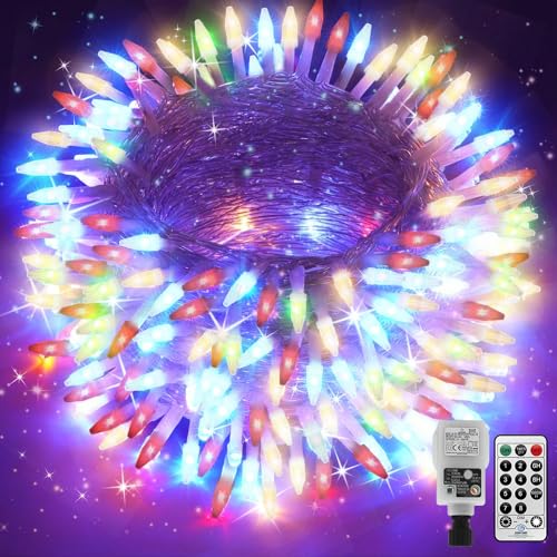 20M 200LED Diamant Lichterkette Außen mit Stecker, Lichterkette Weihnachtsbaum Outdoor Weihnachts Lichterkette Innen Wasserdicht mit Fernbedienung und Timer für Hochzeit, Außen(RGB) von CORST