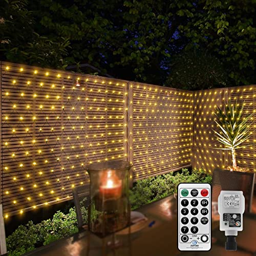 CORST 3X2M 200LED Lichternetz Außen Lichterkette Netz Inner Lichterkette Wasserdicht Weihnachtsbeleuchtung Verknüpfbar mit Fernbedienung & Timer 8 Modi für Easter Baum Garten deko(Warmweiß) von CORST