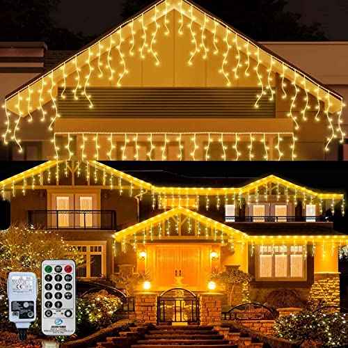 Außen Eisregen Lichterkette 10M 400LED Lichtervorhang Weihnachten Inner Lichterkette Verknüpfbar für Easter Inner Zimmer Deko(Warmweiß) von CORST