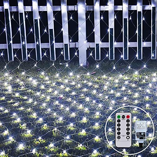 CORST Lichternetz Außen Lichterkette Netz 3X2M 200LED Weihnachten Aussen Lichterkette Verknüpfbar mit Fernbedienung & Timer 8 Modi für Innen Baum Zimmer Garten Fenster, (Weiß) von CORST