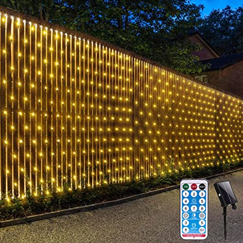 CORST Lichternetz Außen für Büsche 3.6x1.5M Mesh Lichternetz Weihnachtsbaum Solar Garten Lichterkette Wasserdicht mit Fernbedienung Timer für Xmas Zimmer Balkon(Warmweiss) von CORST