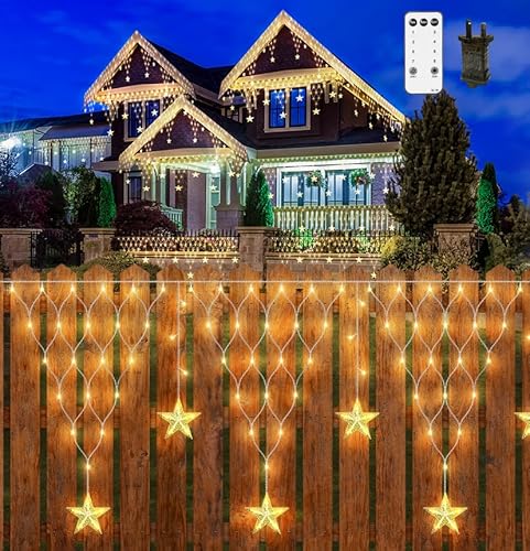 CORST Weihnachts Lichternetz mit Stecker, 4M 196 LED Außen Weihnachtslichterkette Garten Lichterkette für Büsche Baum Lichter netz mit Timer, wasserdicht, für Balkon,Geländer, Wand(Warm Weiss) von CORST