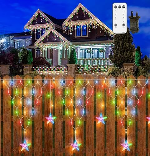 Weihnachts Lichternetz mit Stecker, 4M 196 LED Außen Weihnachtslichterkette Garten Lichterkette für Büsche Baum Lichter netz mit Timer, wasserdicht, für Balkon,Geländer, Wand(RGB) von CORST