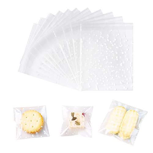 200 Stück Cellophantüten Klar, Selbstklebend Klein Plätzchentüten Süßigkeiten Tüten Kleine Plastiktüten für Bäckerei, Kekse, Süßigkeiten, Geschenk (8 x 10+3 cm) von CORTNEY