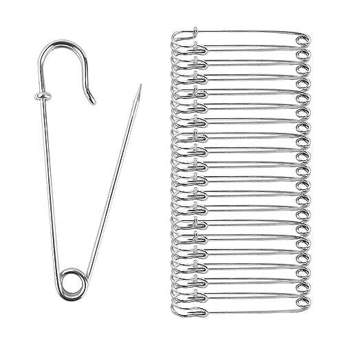 CORTNEY 20 Stück Sicherheitsnadeln Große, 75mm Silber Sicherheitsnadeln Set, Haltbar Sicherheitsnadel, Heavy Duty Safety Pins, für Bastelarbeiten, Decken, Matratzen, Kleidung, Schmuck, Wirkwaren von CORTNEY