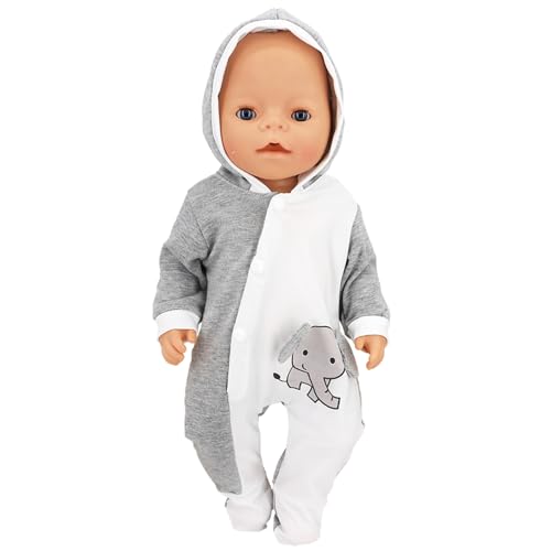 COSDOLL Puppenkleidung für Babypuppen 35-45 cm, Puppen Strampler Kleidung für Puppen Jungen (Grauer Elefant) von COSDOLL