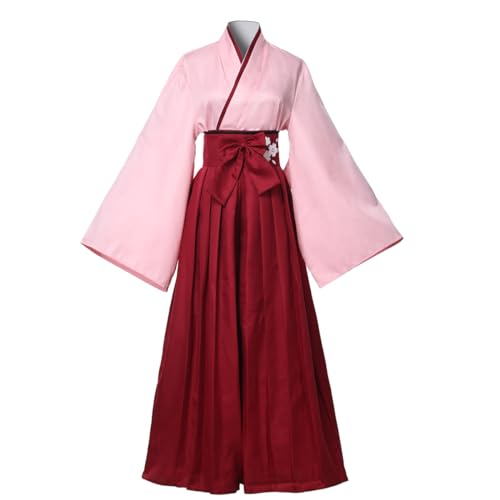 COSDREAMER Damen Kimono Robe Geisha Japanisches Yukata Rüschen Tops Hosen Set (DE/NL/SE/PL, Alphanumerisch, M, Regular, Regular, Rot) von COSDREAMER