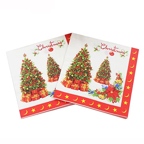 100 Stück Papierservietten - Kosmetiktücher Mit Weihnachtsdruck, Cocktailservietten Aus Papier, Einweg-Partyservietten Für Hochzeits-, Geburtstags- Und Essenszubehör, Wie Abgebildet, 33 X 33 Cm von COSKTIARL