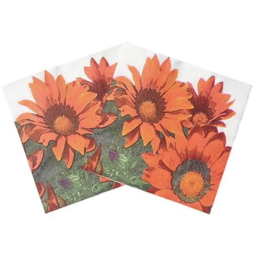 100 X Papierservietten – Sonnenblumen-Druck, Einwegservietten, Geschirr Für Unvergessliche Zusammenkünfte, Sommerpartys, Brautpartys, Servietten-Esszubehör, Wie Abgebildet, 33 X 33 Cm von COSKTIARL