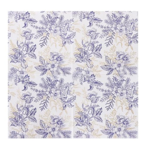 100Er-Pack 2-Lagige Servietten - Einwegservietten Aus Papier Mit Blauen Blumen Für Partydekoration, Geburtstage, Hochzeiten, Mittagessen, Abendessen, Cocktails Und Küchen, Wie Abgebildet, 33 X 33 von COSKTIARL