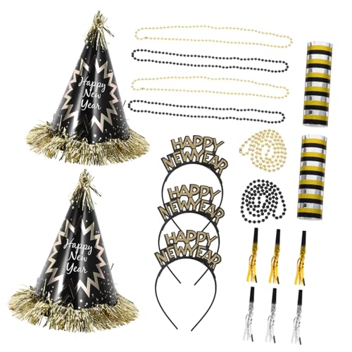 COSMEVIVI 1 Kopftuch kopftücher Headpiece The Souvenir Headscarf Stirnband für das Neue Jahr 2024 Silvesterhüte Vorabend Partyhüte Neujahrsgebläse Neujahrshüte Partyhüte Neujahr Papier Black von COSMEVIVI