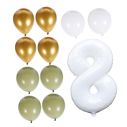 COSMEVIVI 1 Satz Zahlenballon Buchstabendekor Dekorationen Zum 8. Geburtstag Salbei Dekor Olivgrüne Luftballons Salbeigrüne Luftballons Alles Zum Geburtstag Dekor Grüner Ballon Emulsion von COSMEVIVI