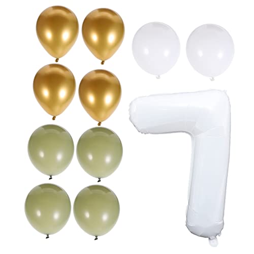 COSMEVIVI 1 Satz Zahlenballon Weiße Verzierungen Geburtstagsballons Für 7 Jahre Grüne Dekorationen Feierballons Nummer 7 Ballon Ornament Alles Zum Geburtstagsballon 1 Ballon Emulsion von COSMEVIVI