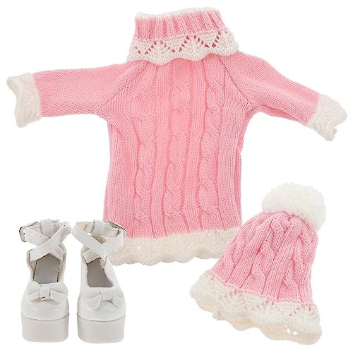 COSMEVIVI 1 Satz austauschbares Puppenpulloverkleid Puppenkleidung Set Puppen Kleidung Puppe verkleiden Sich Kleidung Puppenpulloverkleid mit Puppenschuhen Puppen-Anziehpullover Acryl von COSMEVIVI